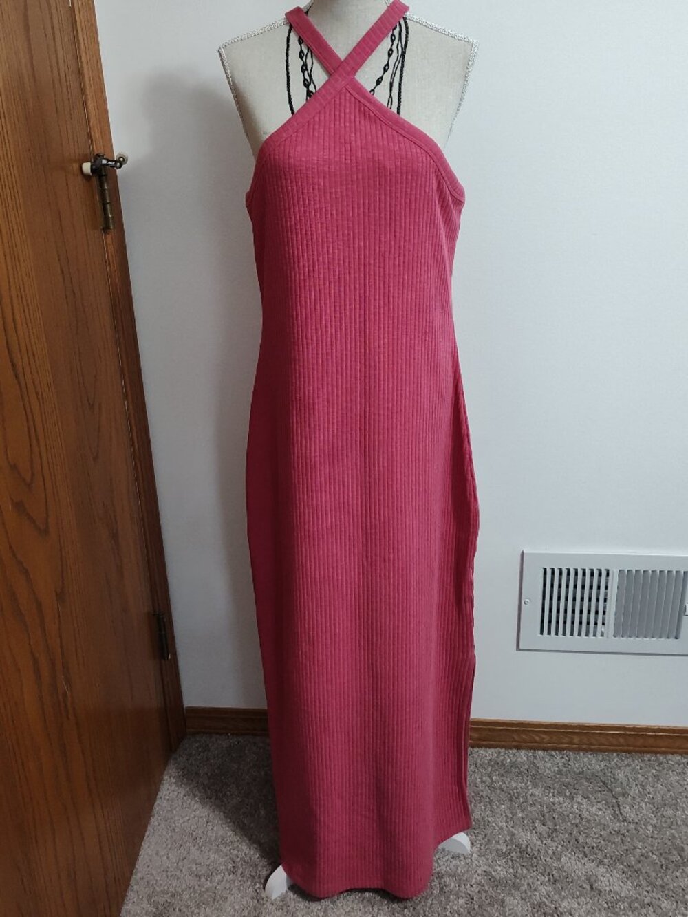Old Navy pink ribbed halter maxi dress, NWOTs, size L